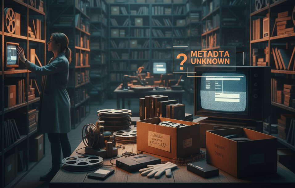 Visualization of a library with disorganized and hard-to-find av assets